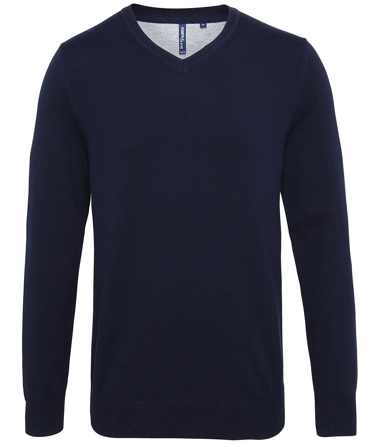 Mens cotton blend v-neck sweater | french navy