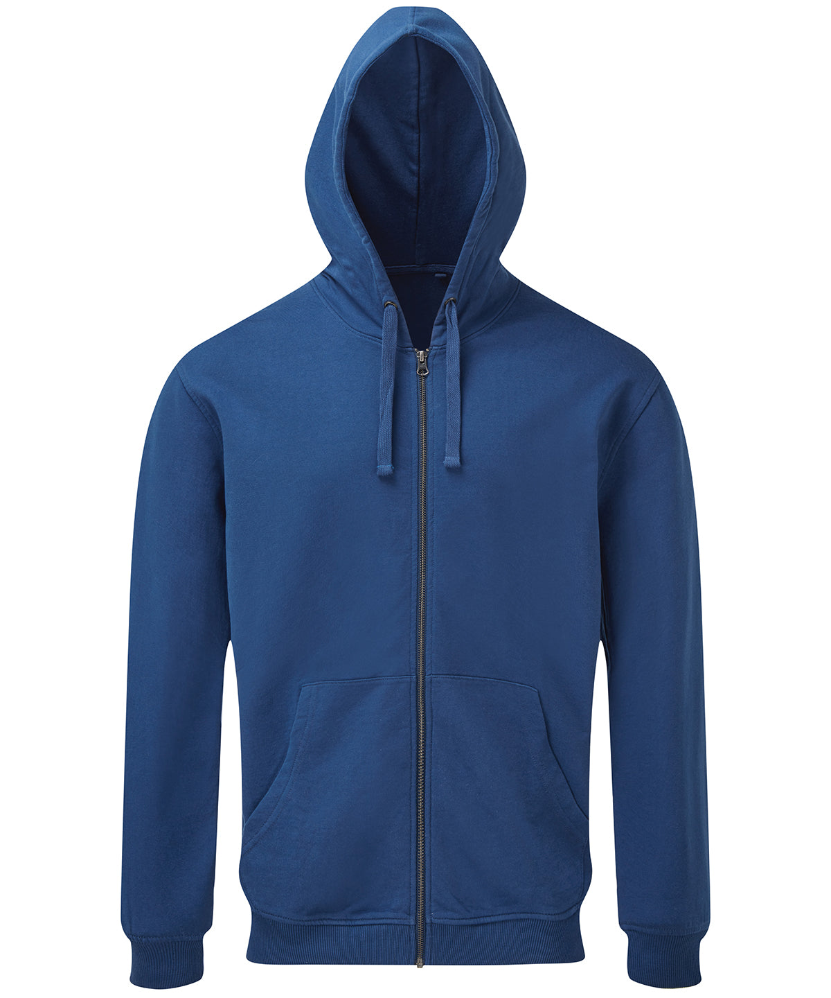 Mens coastal vintage wash loop back zip through hoodie | Indigo