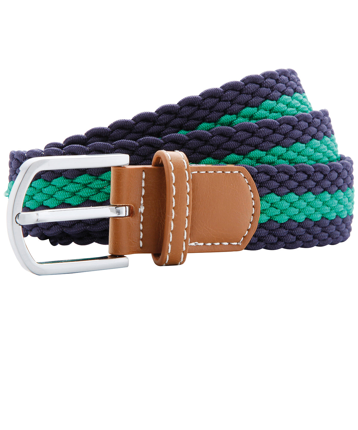 Two-colour stripe braid stretch belt | navy/kelly