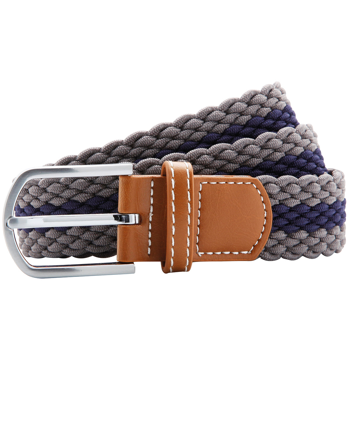 Two-colour stripe braid stretch belt | slate/navy