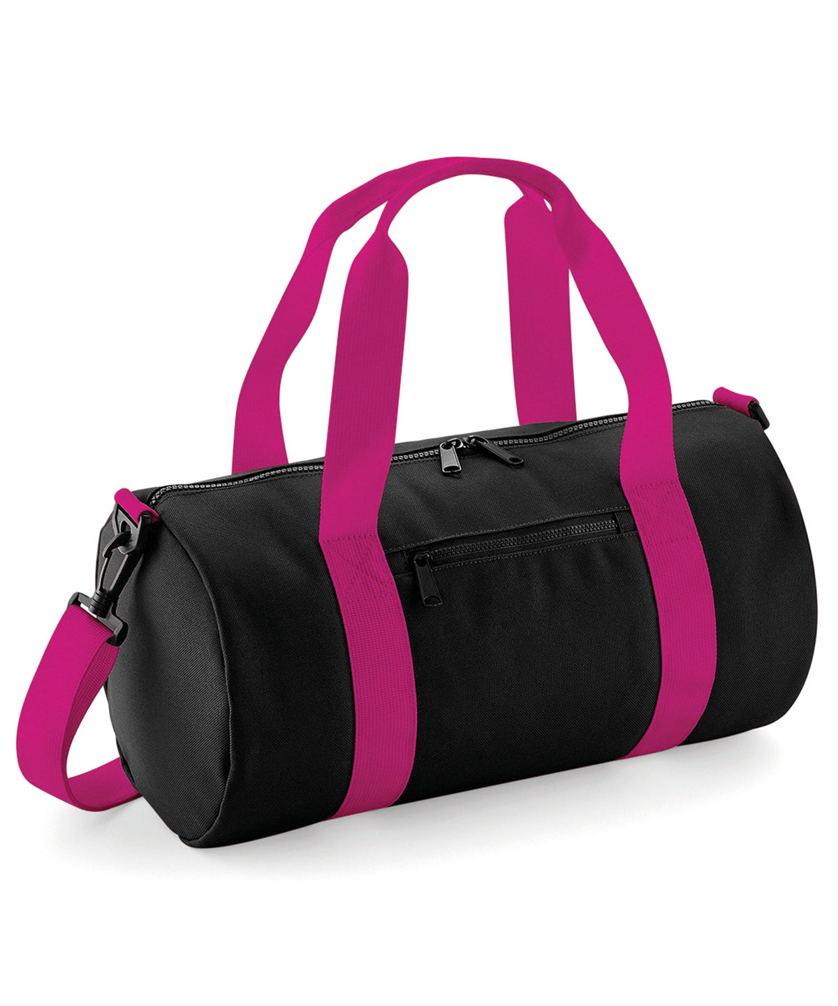 Mini barrel bag | Black/Fuchsia