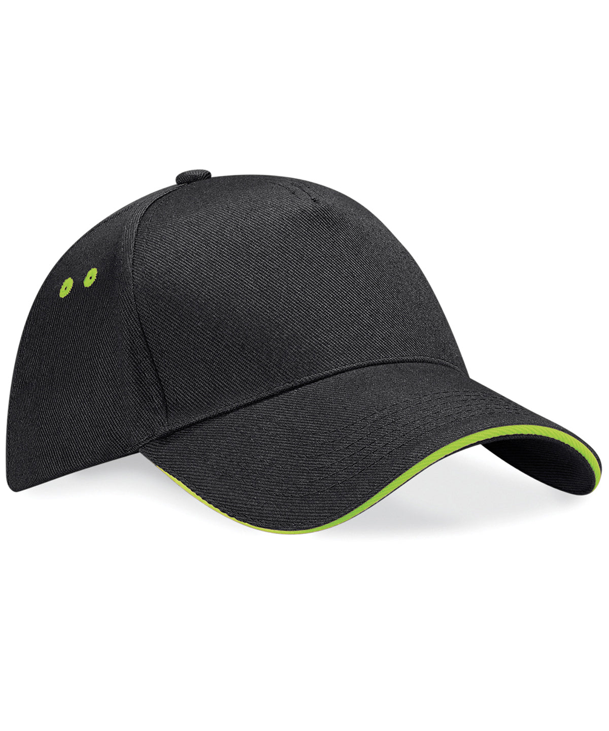 Ultimate 5-panel cap - sandwich peak | black/lime green