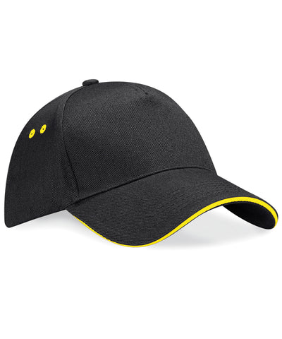 Ultimate 5-panel cap - sandwich peak | black/yellow