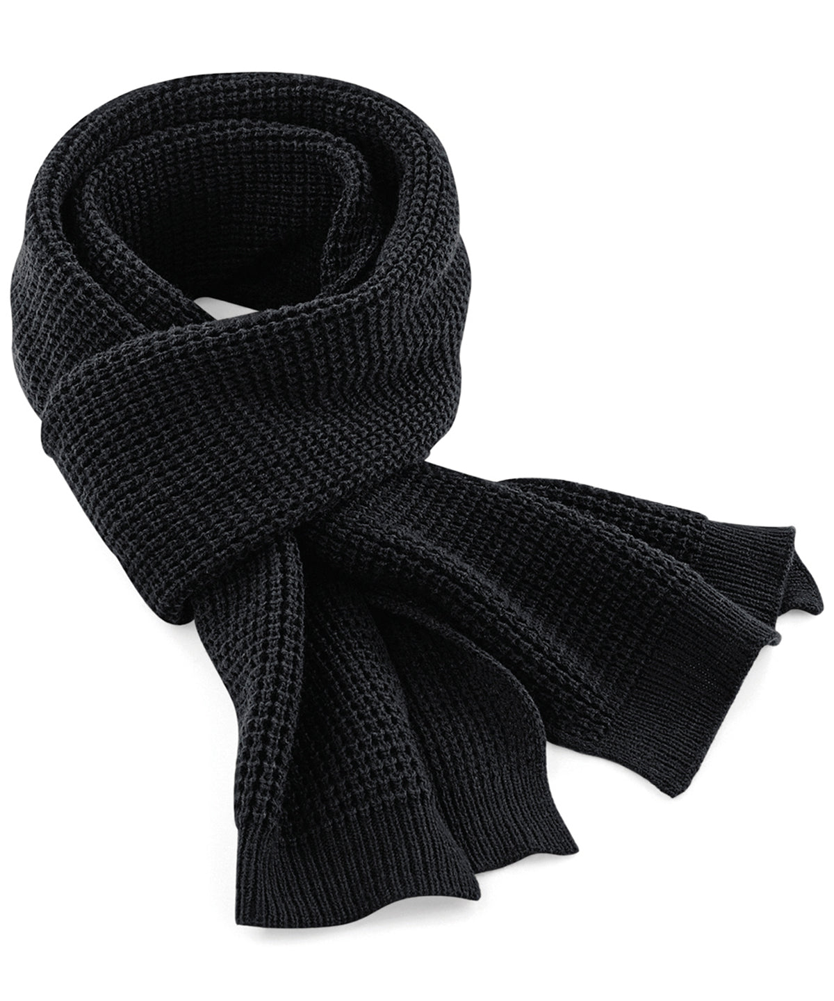 Classic waffle knit scarf | Black