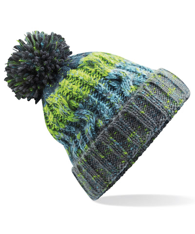 Corkscrew pom pom beanie | electric grey
