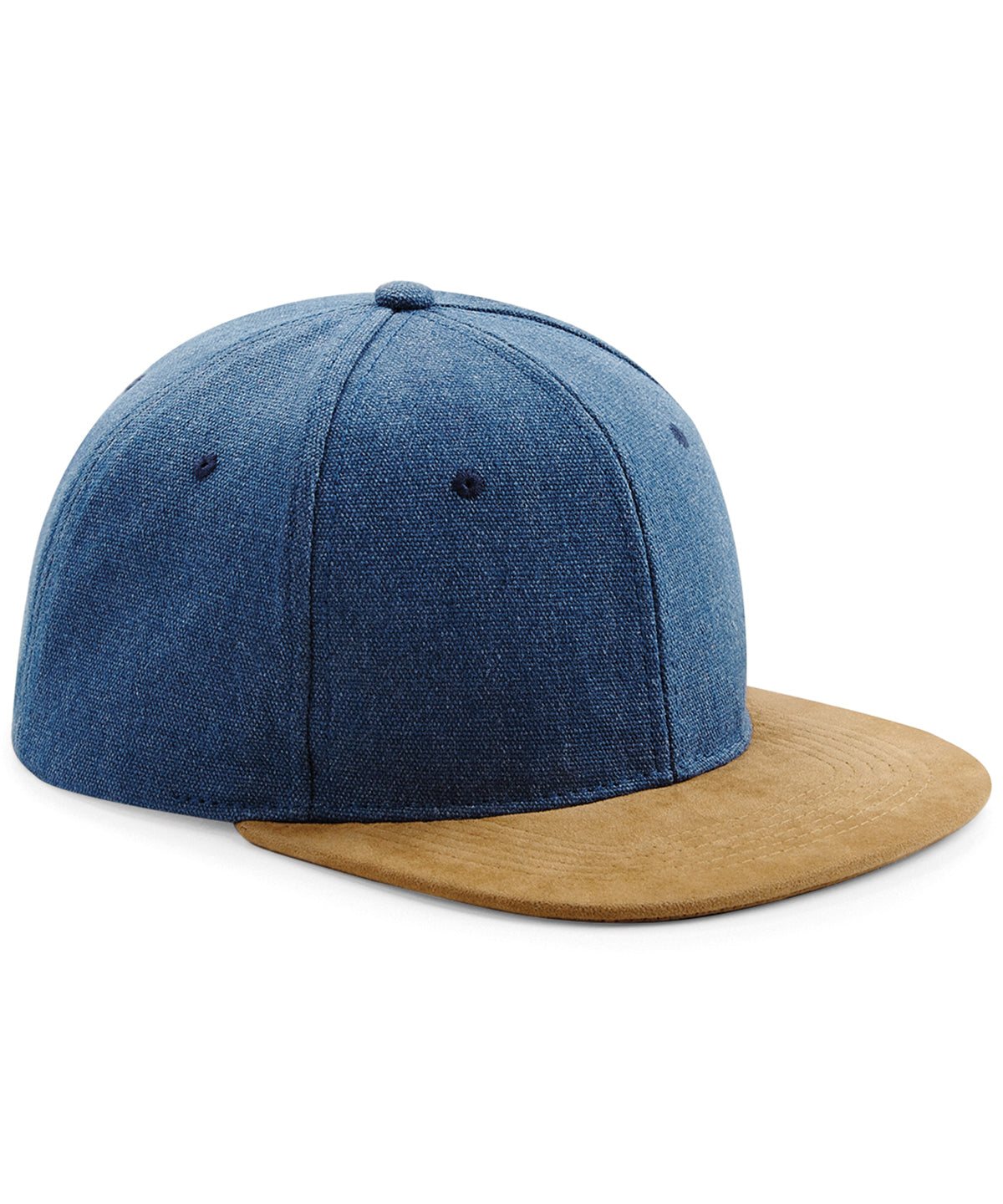 Suede peak snapback | denim blue