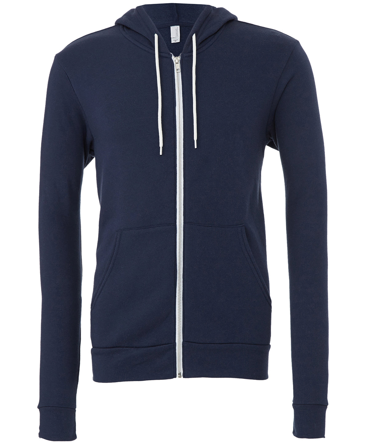 Unisex polycotton fleece full-zip hoodie | Navy