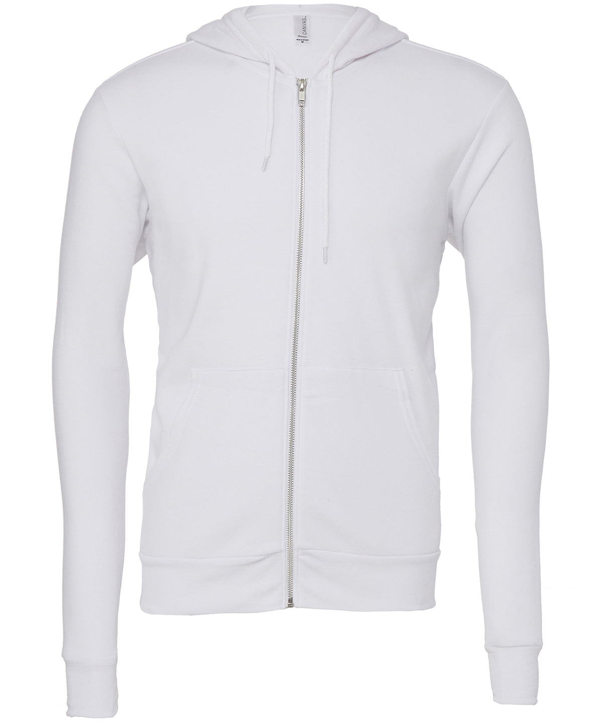 Unisex polycotton fleece full-zip hoodie | White