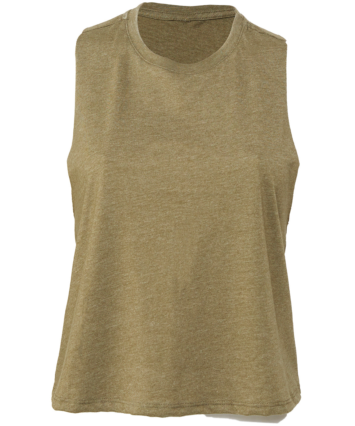 Womens racerback cropped tank | heather olive