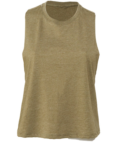 Womens racerback cropped tank | heather olive