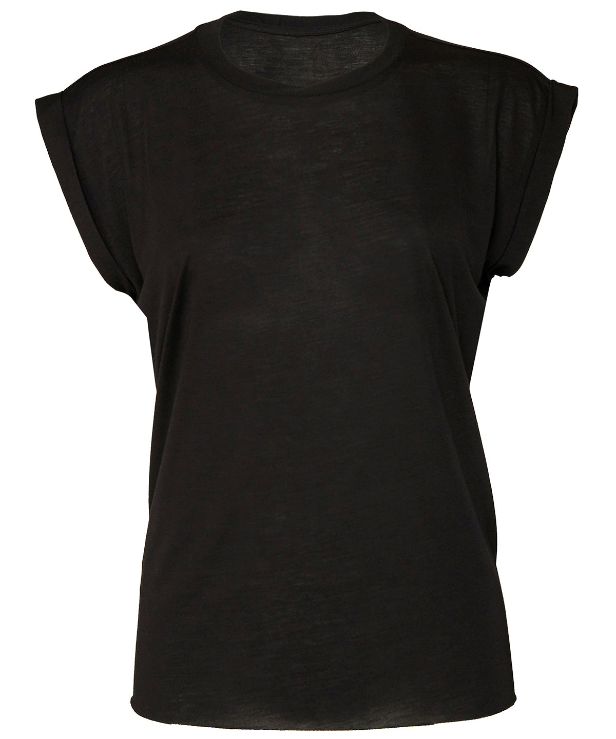 Womens flowy muscle tee with rolled cuff | Black