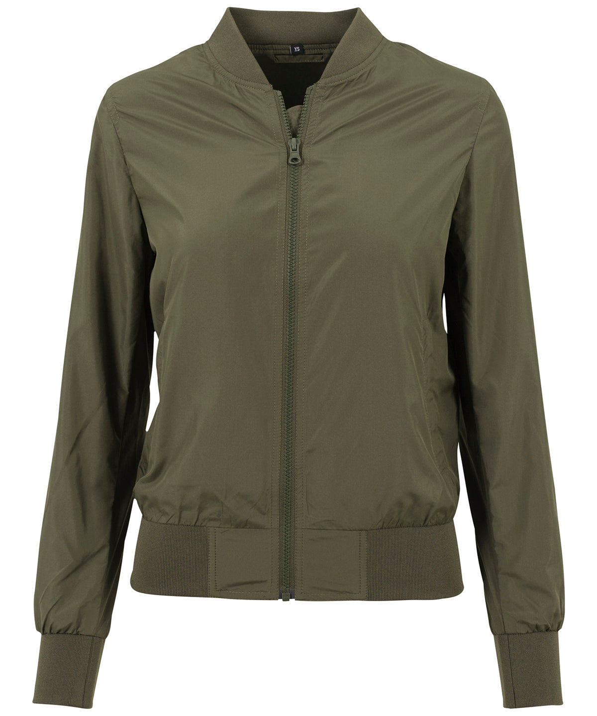 Womens nylon bomber jacket | dark olive