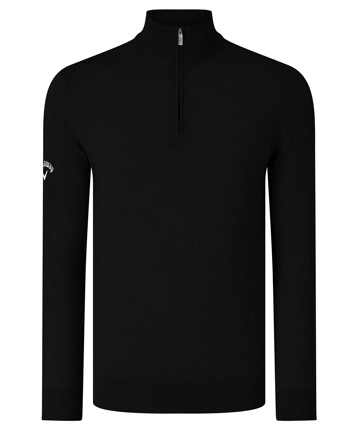 Ribbed  zip Merino sweater | black onyx