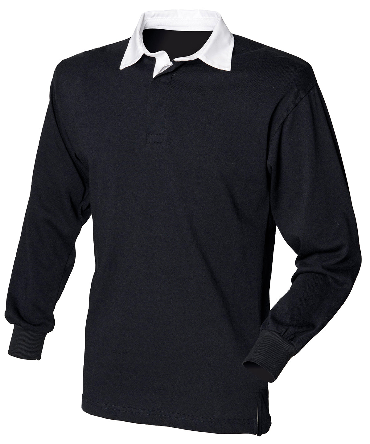 Long sleeve plain rugby shirt | black/white