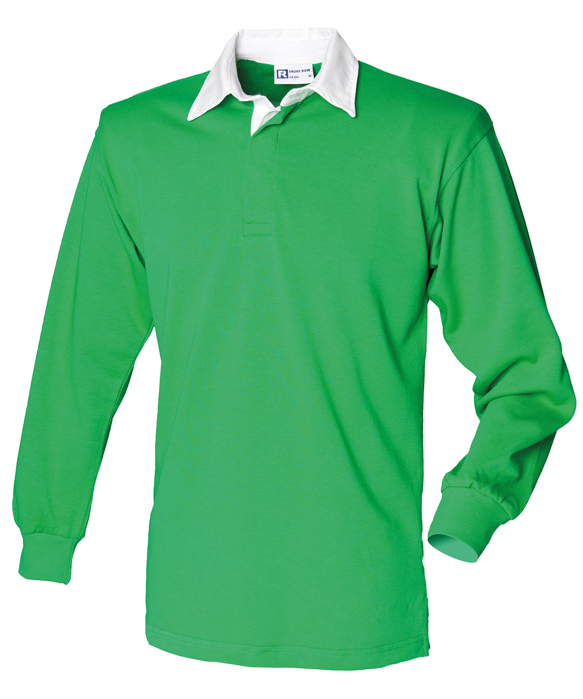 Long sleeve plain rugby shirt | bright green/white