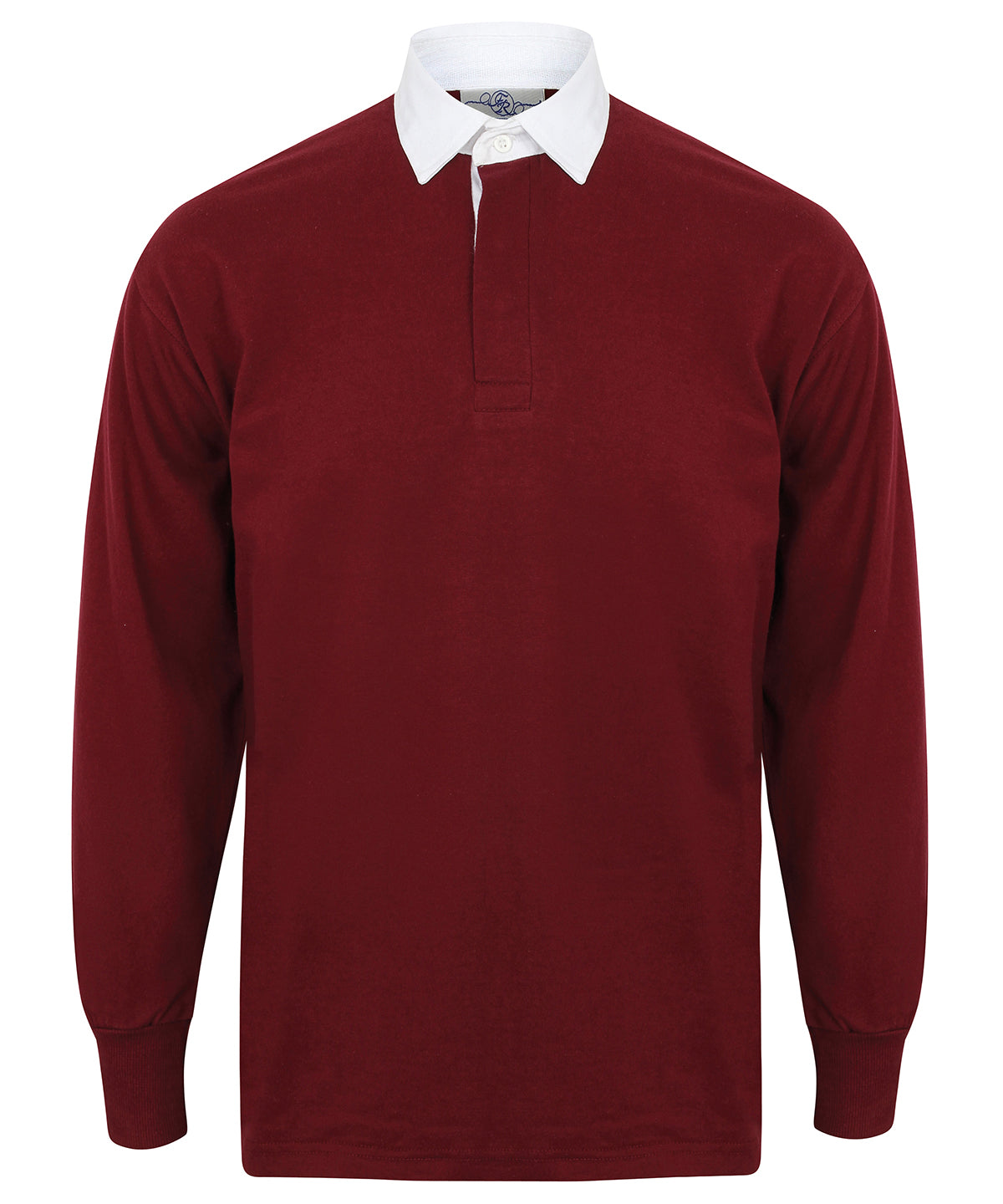 Long sleeve plain rugby shirt | deep burgundy/white