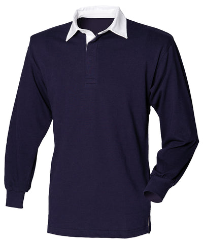 Long sleeve plain rugby shirt | navy/white