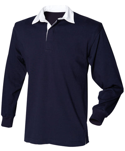 Kids long sleeve plain rugby shirt | navy