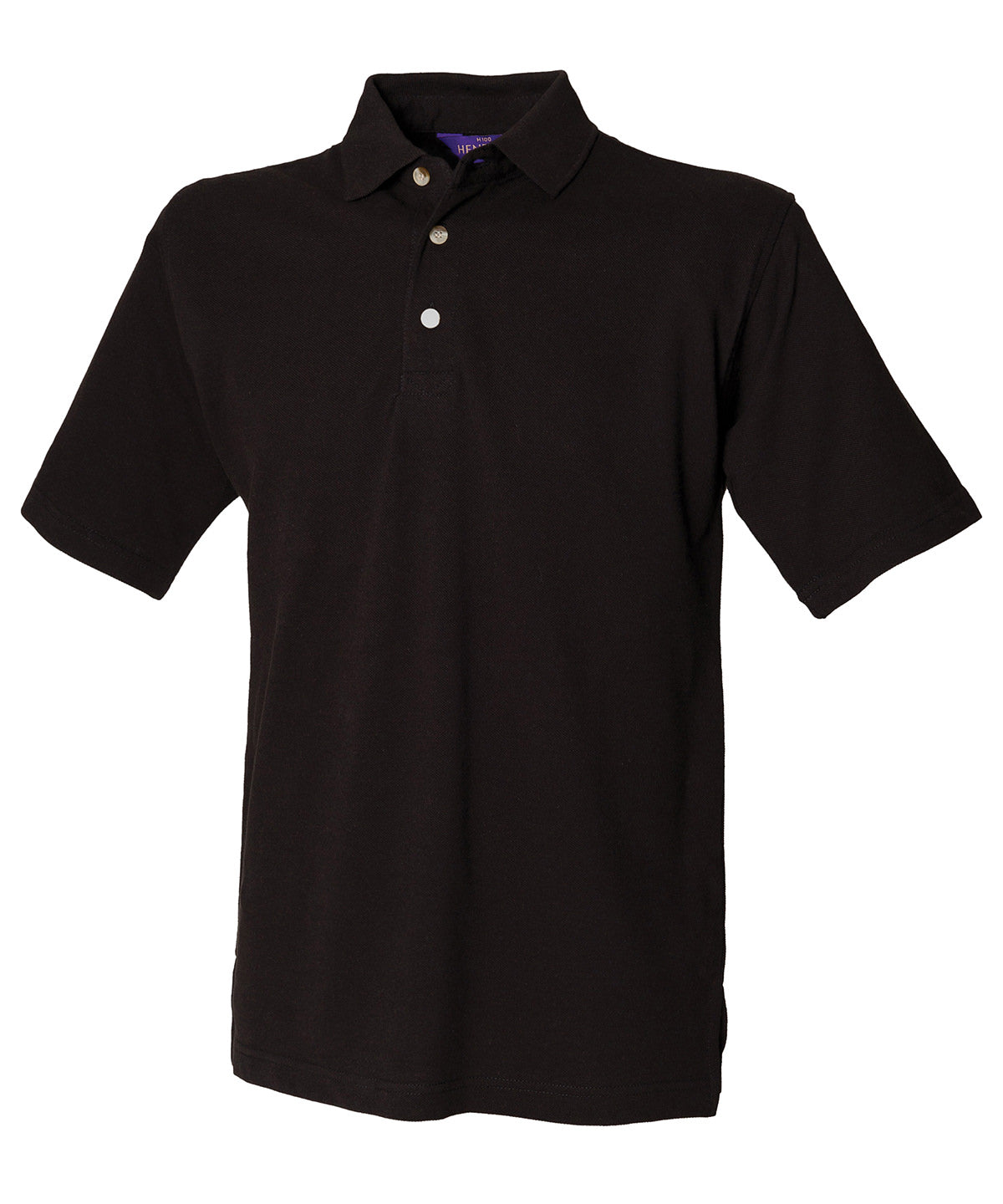 Classic cotton piqué polo with stand-up collar | Black*