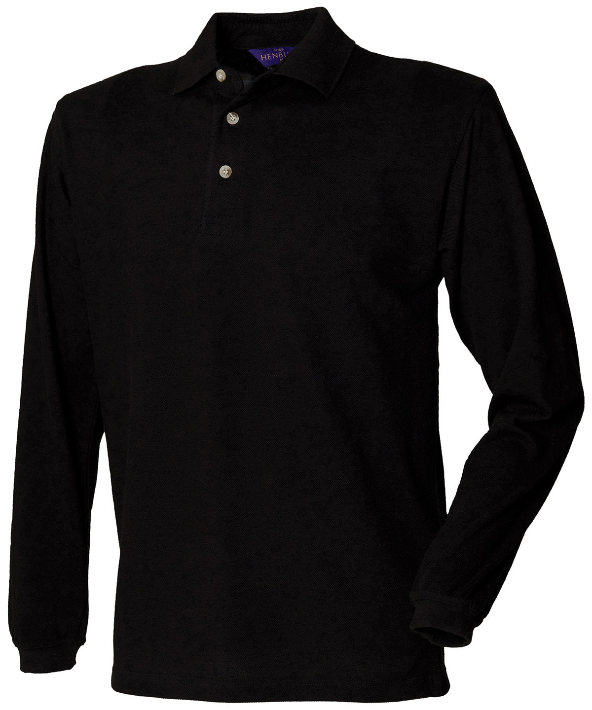 Long sleeve cotton polo shirt | Black