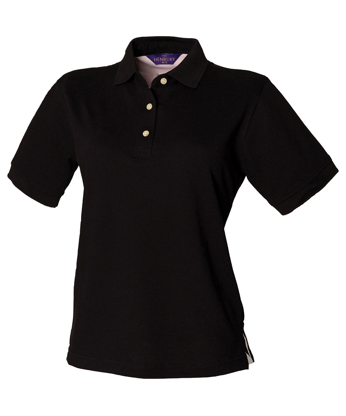 Womens classic cotton piqu polo shirt | Black