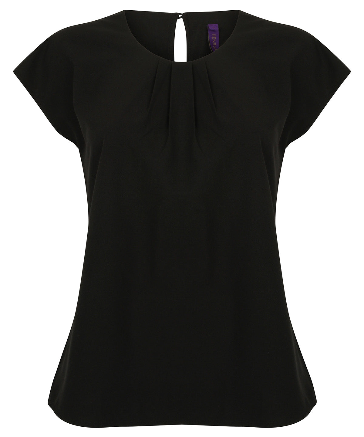 Womens pleat front short sleeve blouse | Black