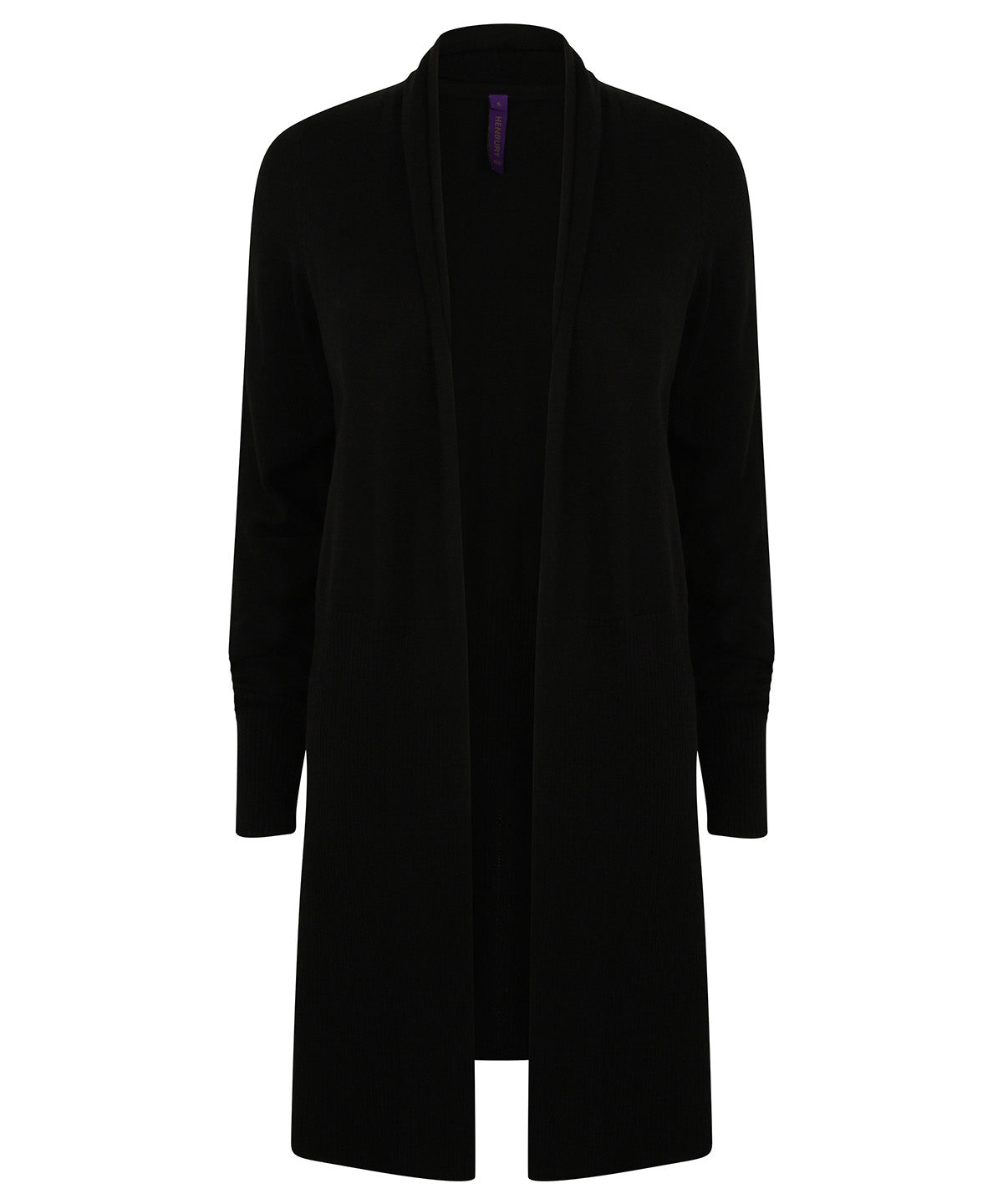 Womens longline open cardigan | Black