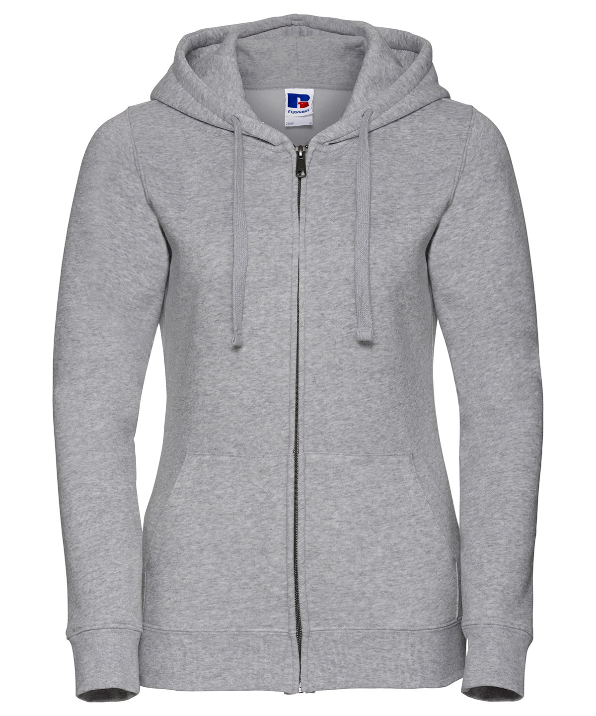 Womens authentic zipped hooded sweatshirt | Light Oxford