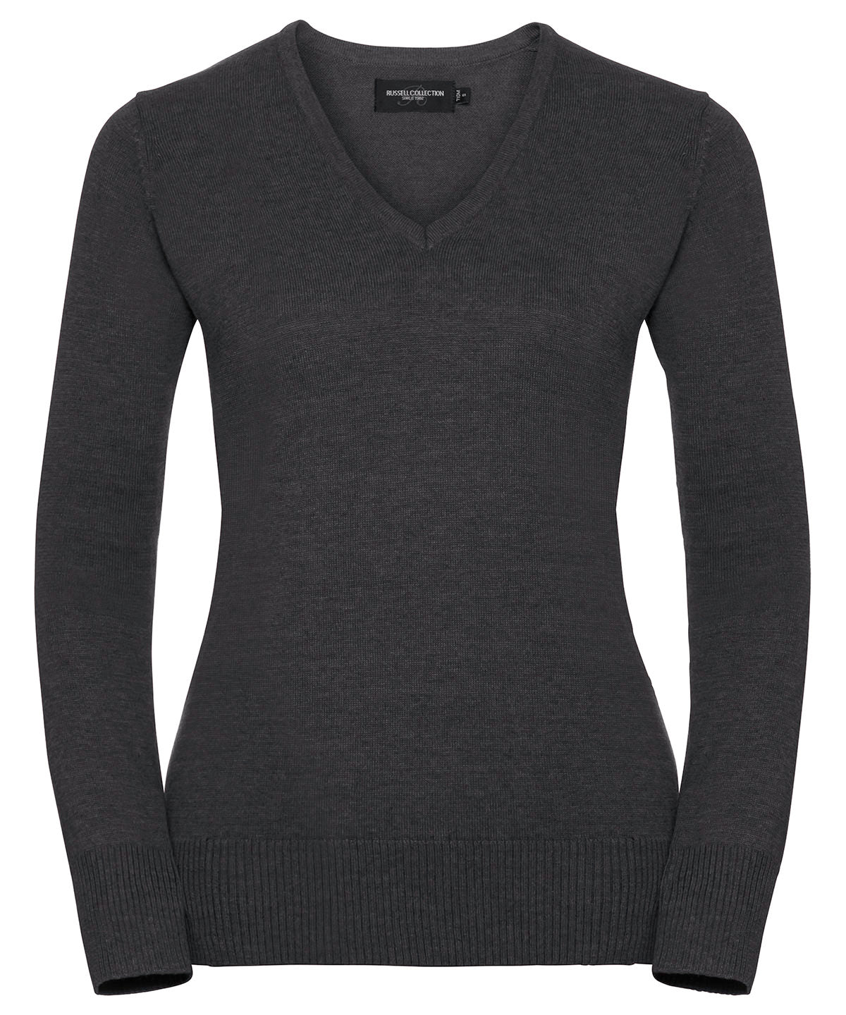 Womens v-neck knitted sweater | charcoal marl