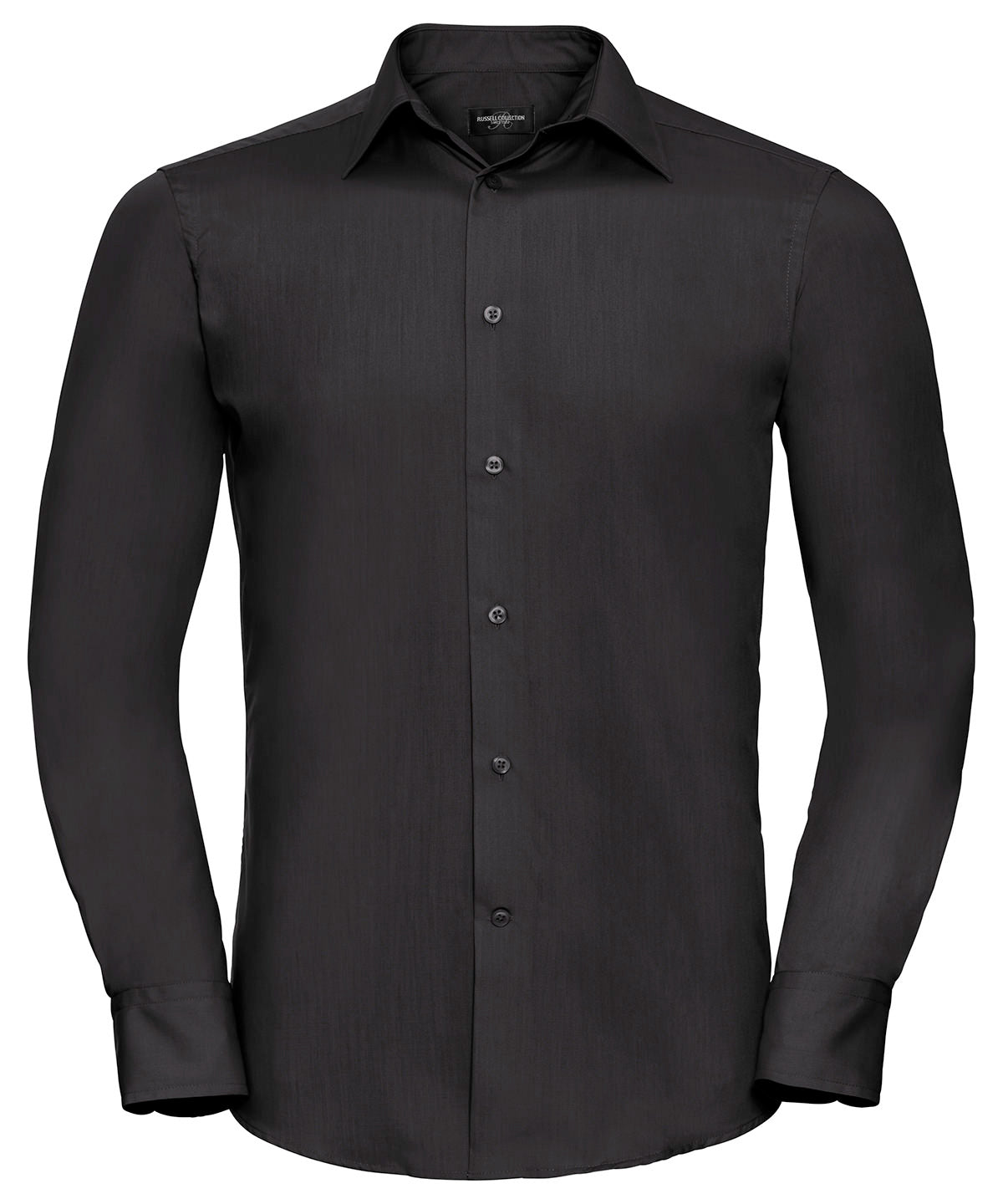 Long sleeve polycotton easycare fitted poplin shirt | black