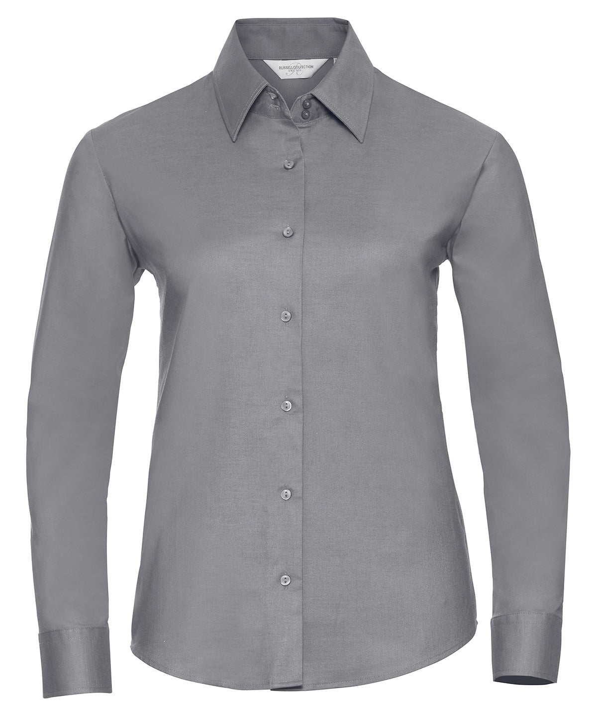 Womens long sleeve easycare Oxford shirt | silver