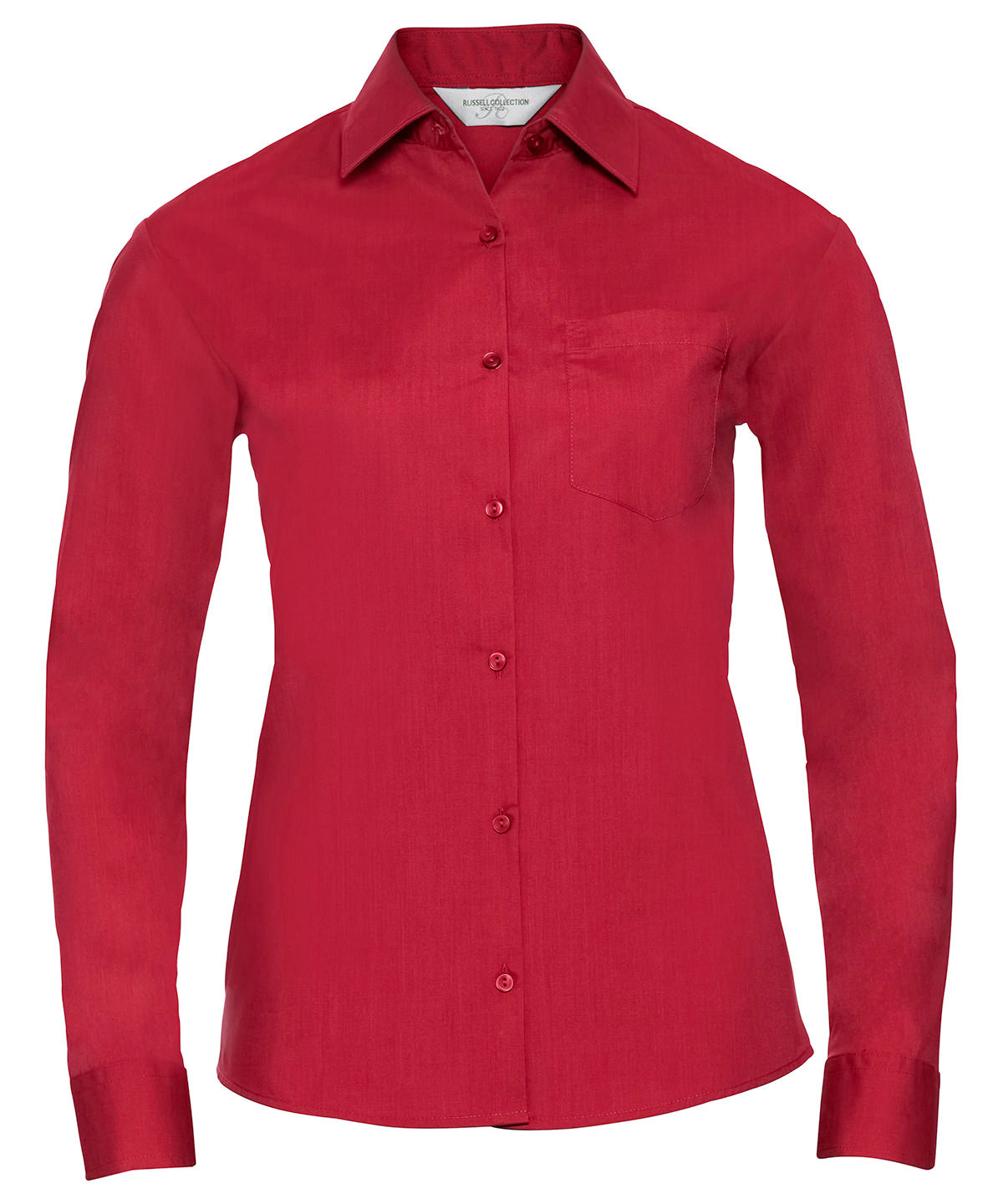 Womens long sleeve polycotton easycare poplin shirt | Classic Red