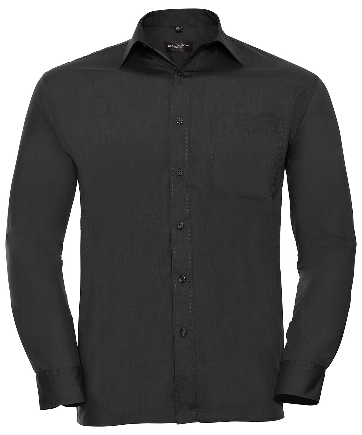 Long sleeve polycotton easycare poplin shirt | black