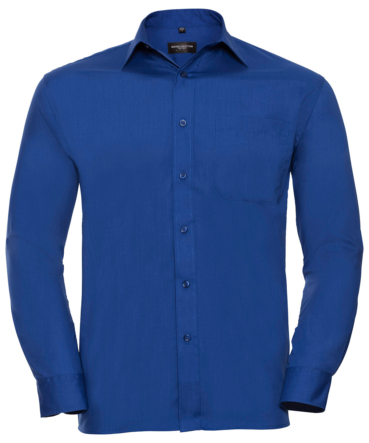 Long sleeve polycotton easycare poplin shirt | Bright Royal