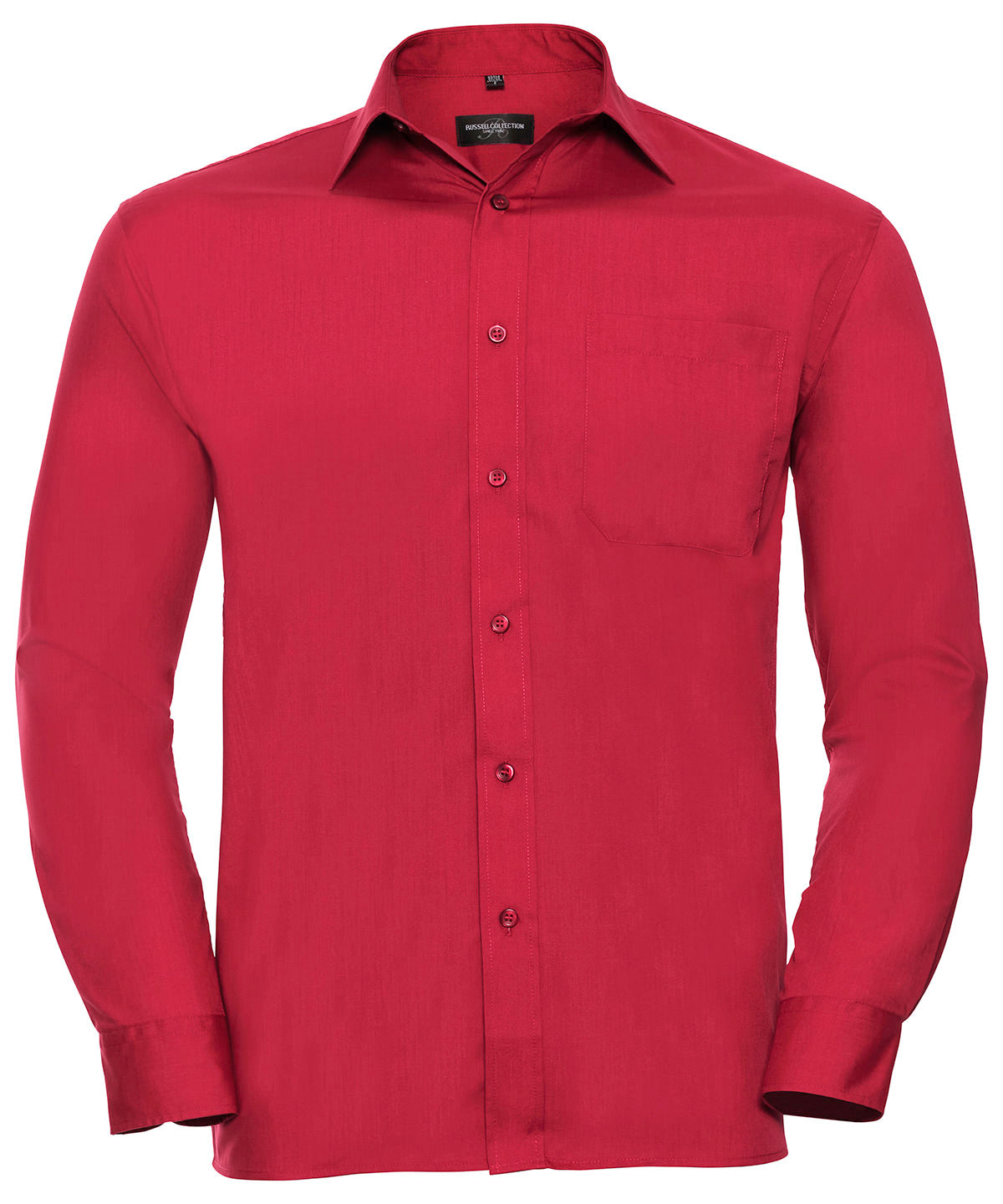 Long sleeve polycotton easycare poplin shirt | Classic Red