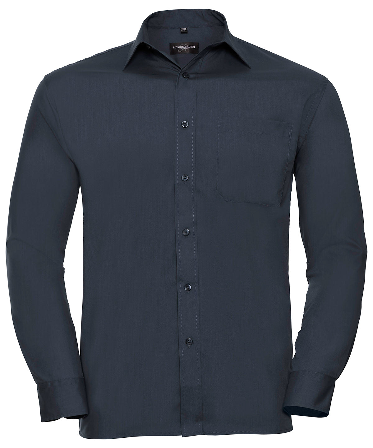 Long sleeve polycotton easycare poplin shirt | french navy