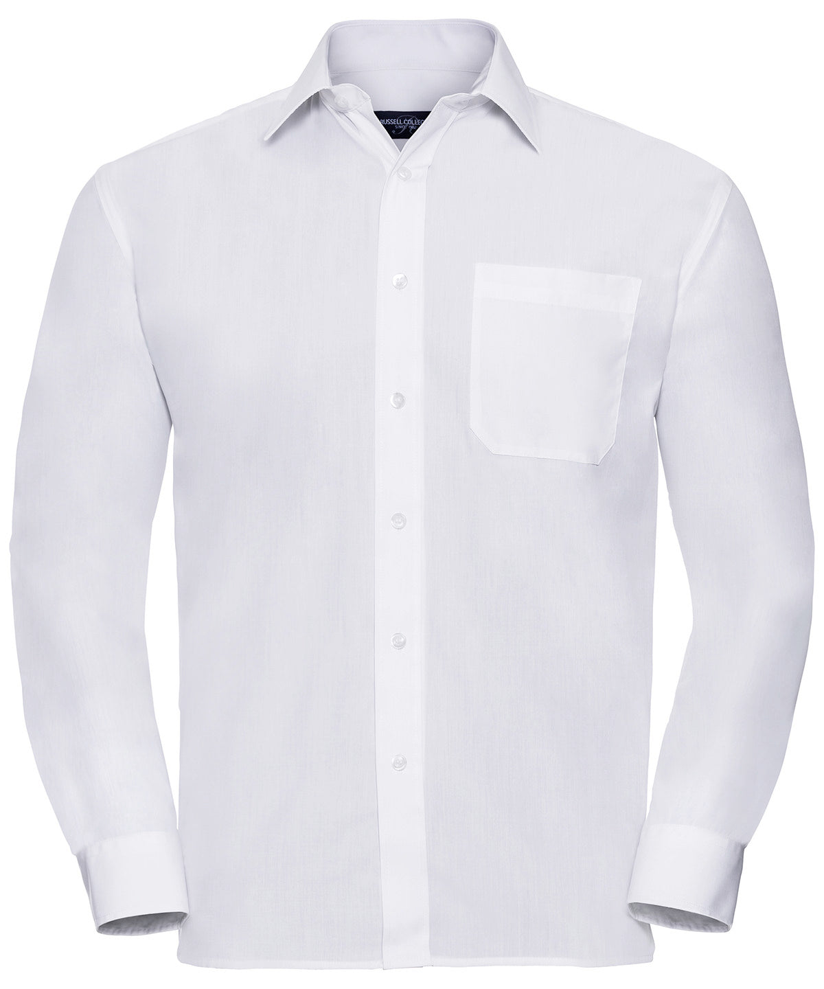 Long sleeve polycotton easycare poplin shirt | white
