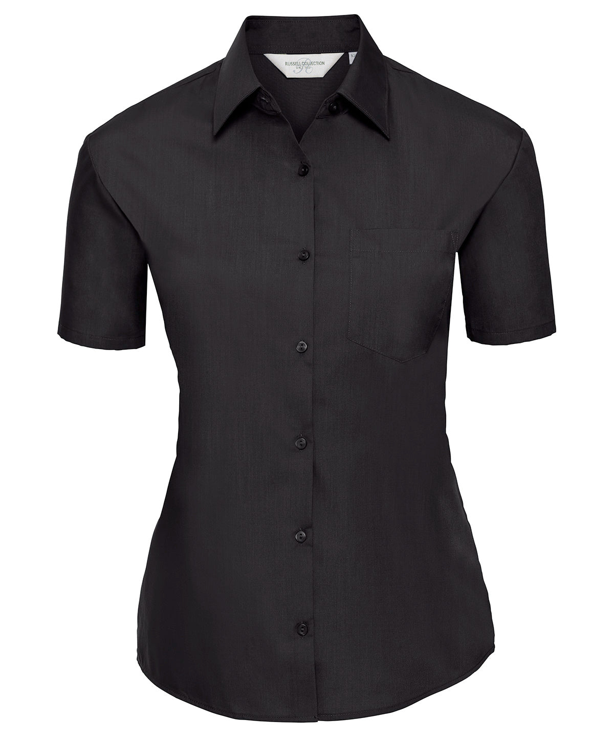 Womens short sleeve polycotton easycare poplin shirt | black