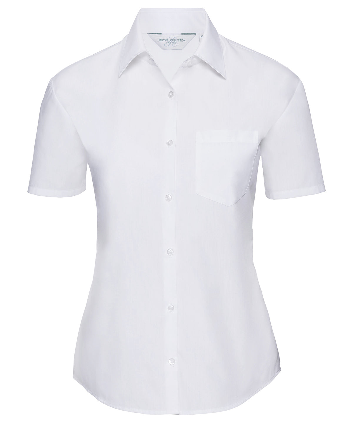 Womens short sleeve polycotton easycare poplin shirt | white