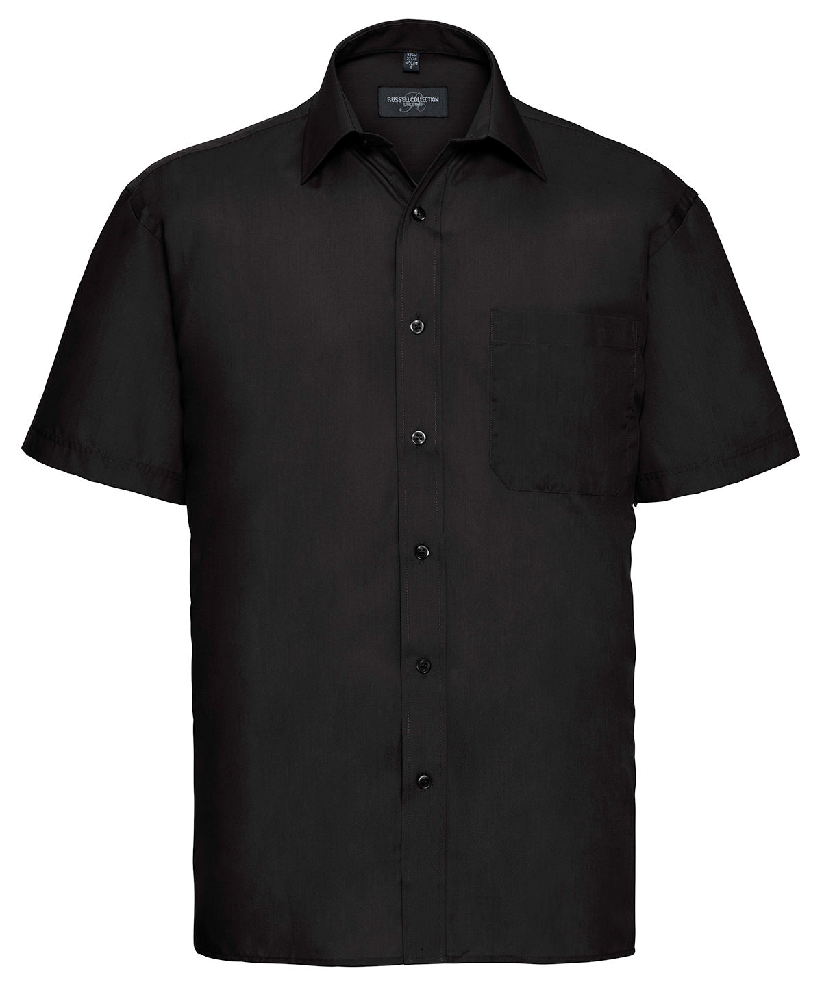 Short sleeve polycotton easycare poplin shirt | black