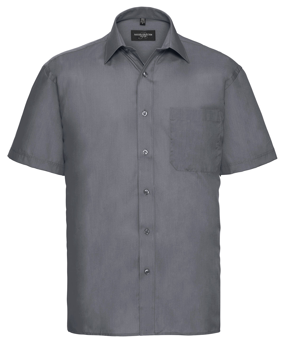 Short sleeve polycotton easycare poplin shirt | convoy grey