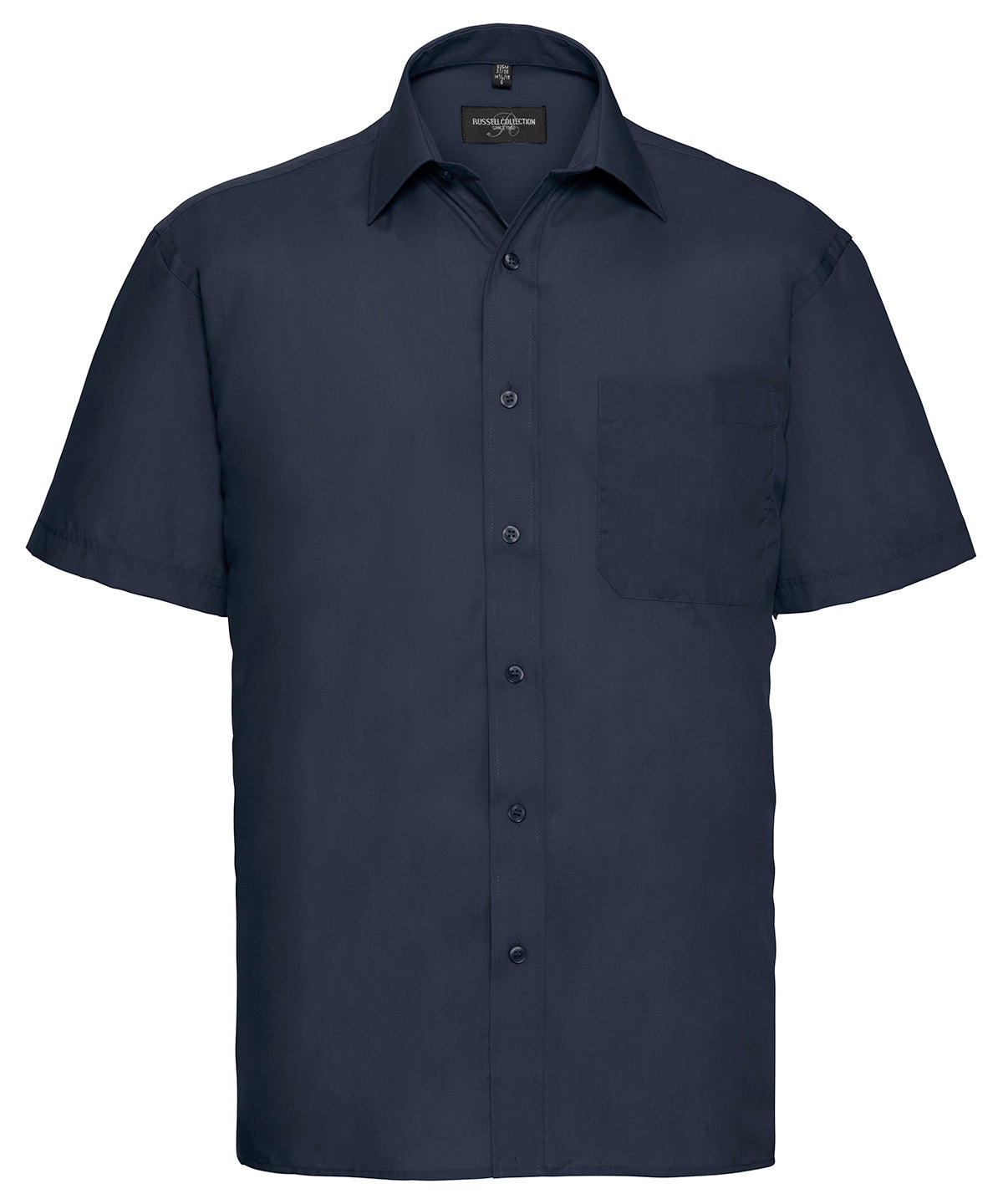 Short sleeve polycotton easycare poplin shirt | french navy