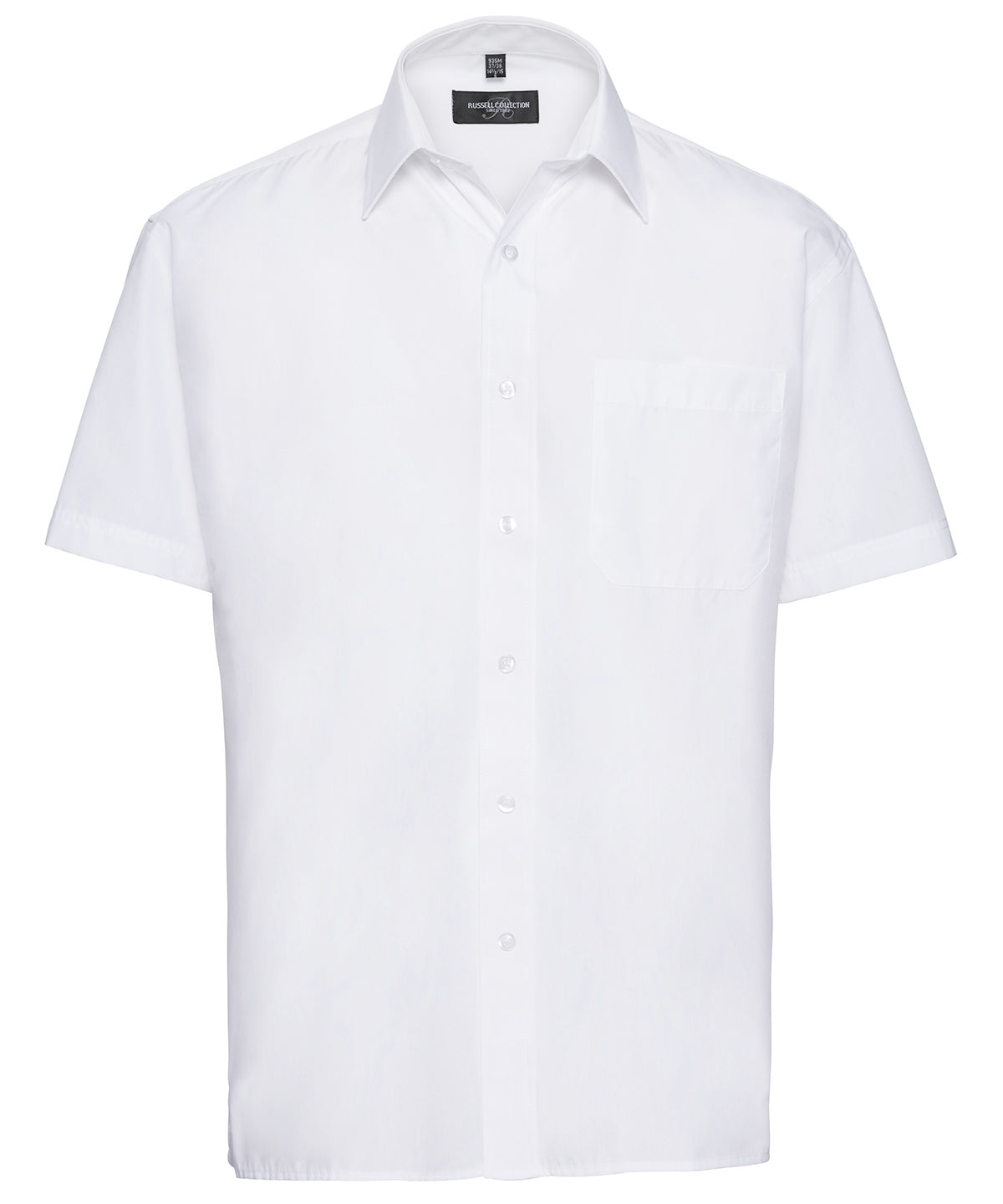 Short sleeve polycotton easycare poplin shirt | white