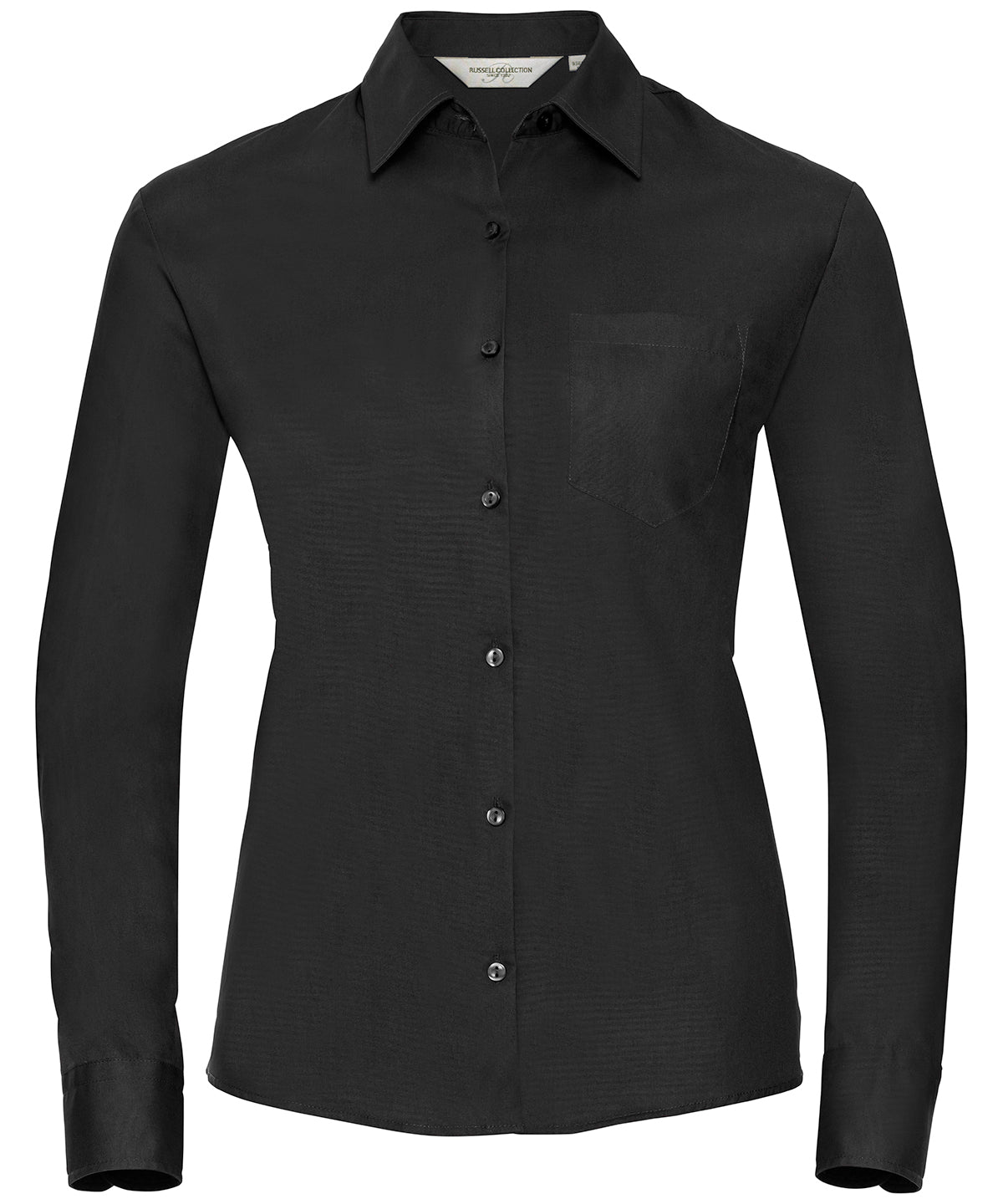 Womens long sleeve 100 cotton poplin shirt | Black