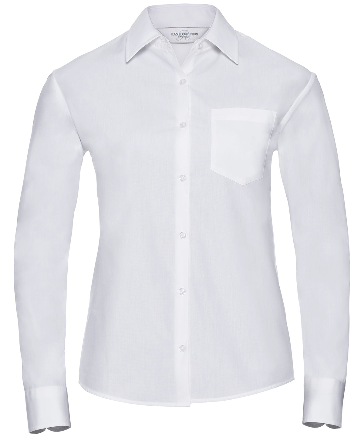 Womens long sleeve 100 cotton poplin shirt | White