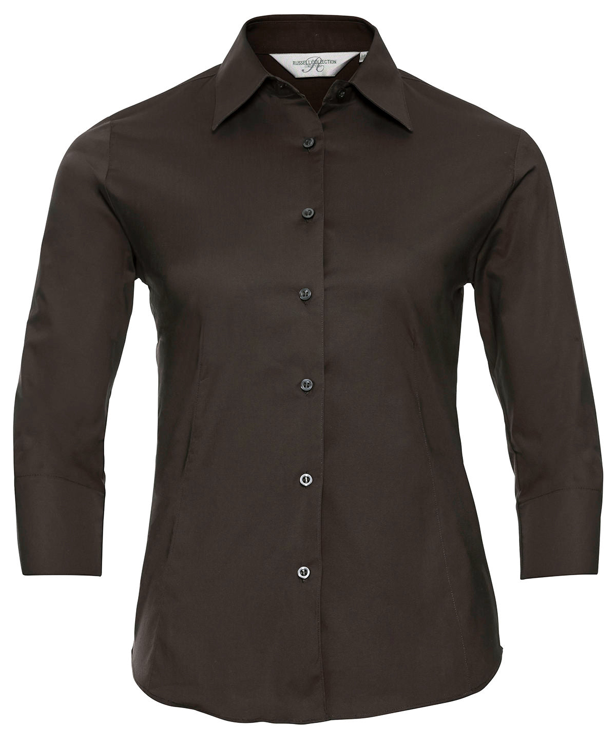 Womens  sleeve easycare fitted shirt | Chocolate