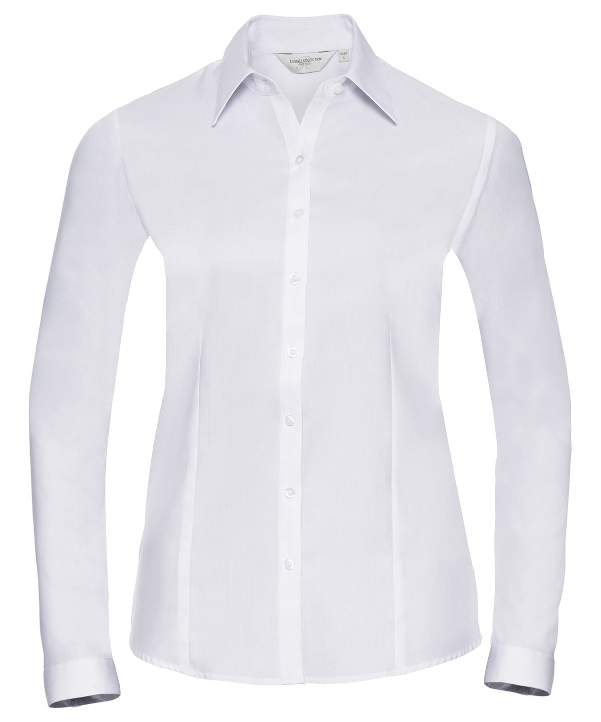 Womens long sleeve herringbone shirt | White