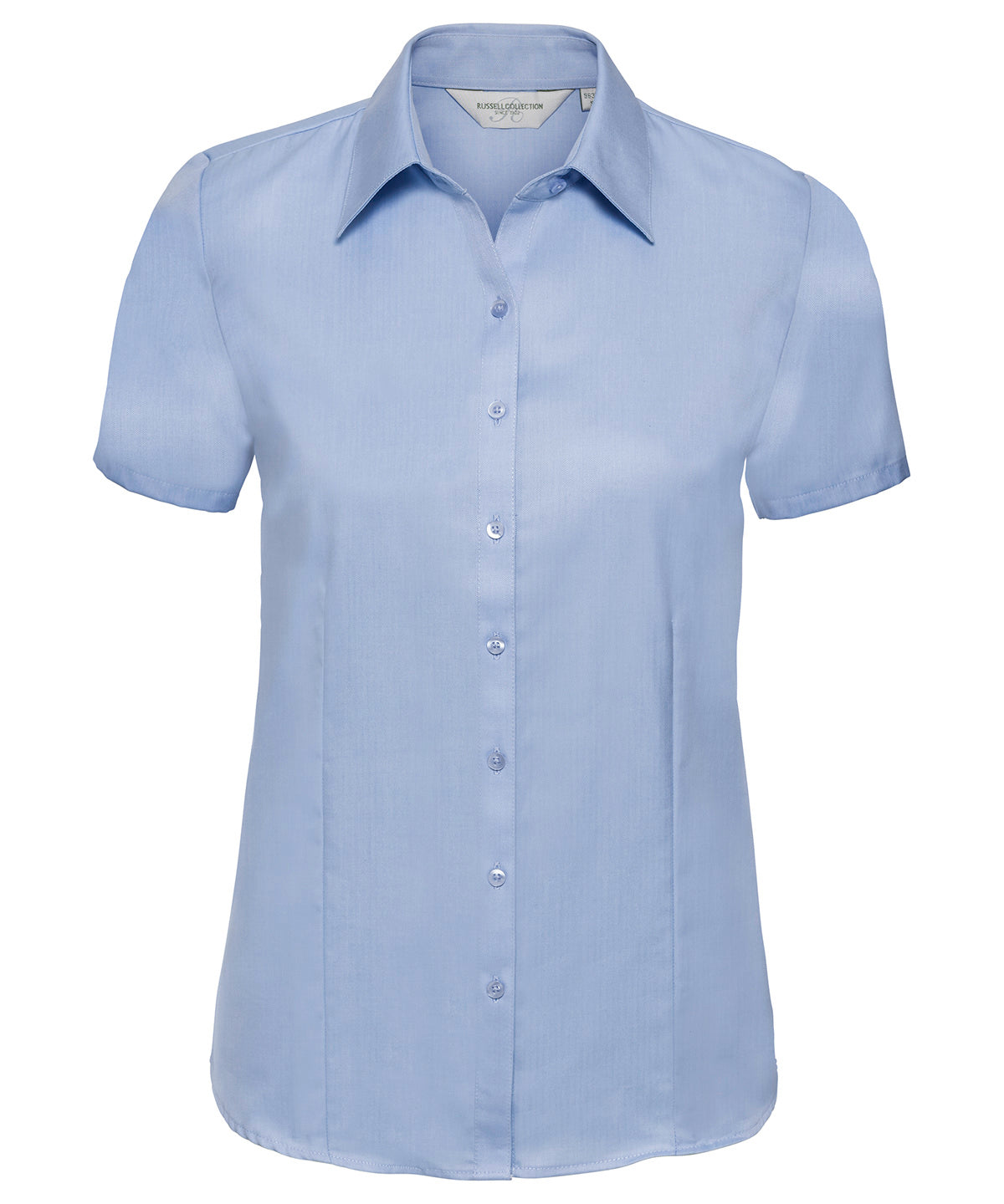 Womens short sleeve herringbone shirt | light blue