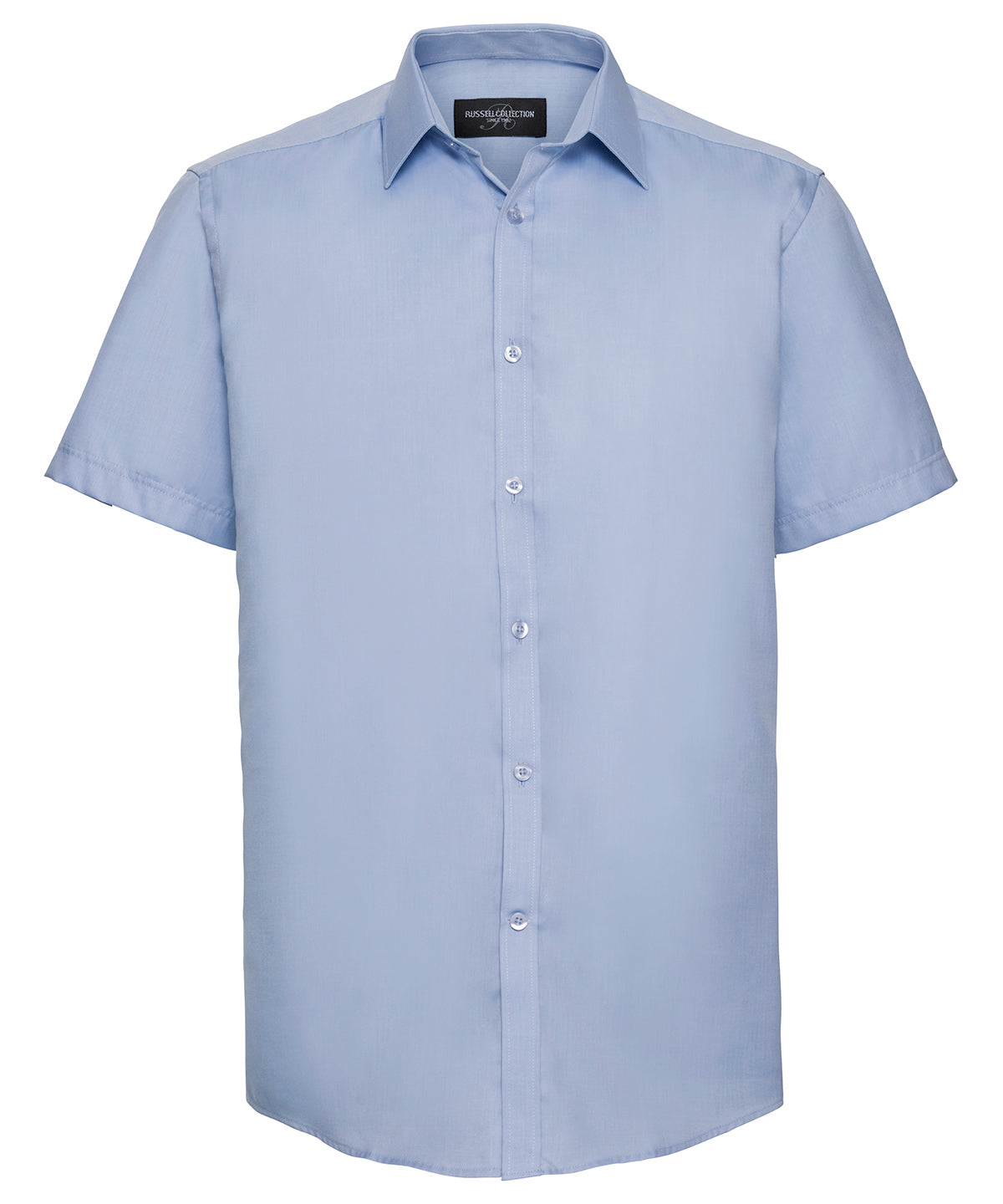Short sleeve herringbone shirt | Light Blue