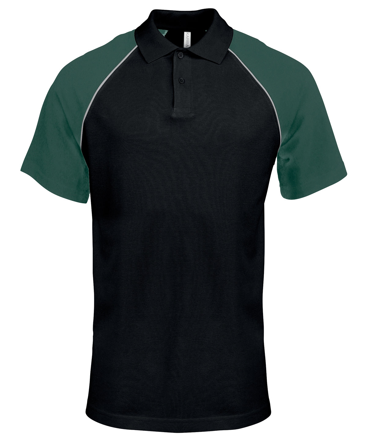 Polo baseball contrast polo shirt | black/light grey/green